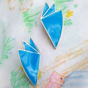 🌙Vintage Large Earrings Blue Gold